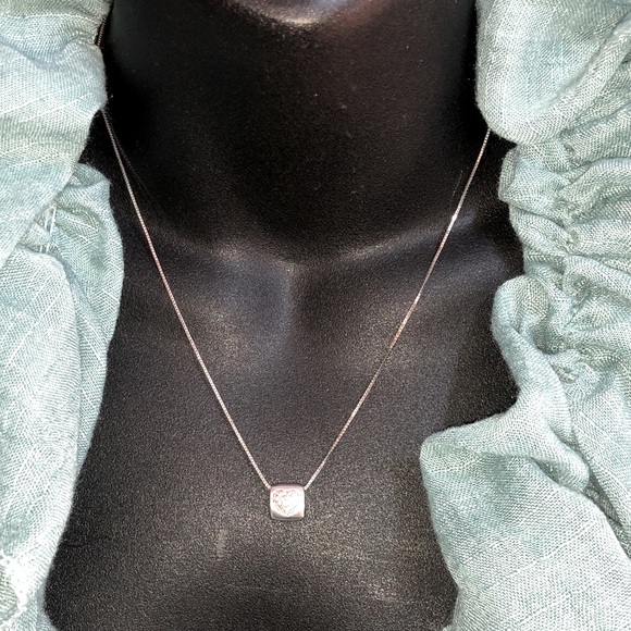 Solid Stamped 18K (not 14K ) White Gold Diamond Pave Modern Heart Necklace - Picture 5 of 16